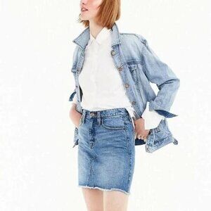 J. Crew Denim Mini Skirt‎ with Raw Hem Size 24